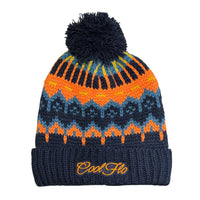 Cool Flo Arctic Navy Ski Beanie in a navy and orange colour way with matching embroidered logo.