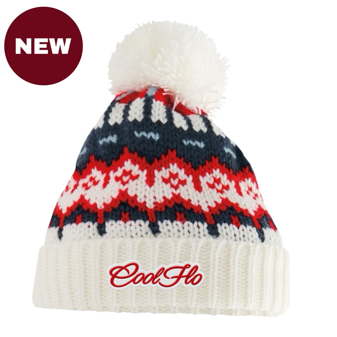 Cool Flo Polar Fade Ski Beanie in a navy, red and white colour way with matching red and white embroidered logo.