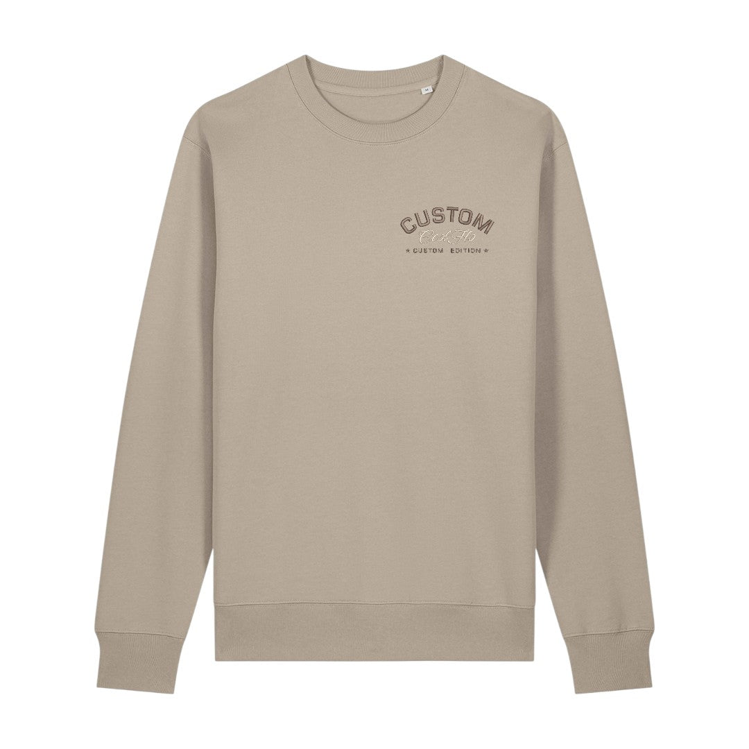Cool Flo Custom Edition Pullover Sweatshirt in Natural Stone with custom brown embroidery and tonal logo on left chest. 