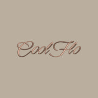 Close-up of Cool Flo stone sweatshirt with a 3D high build embroidered brown logo across the chest.