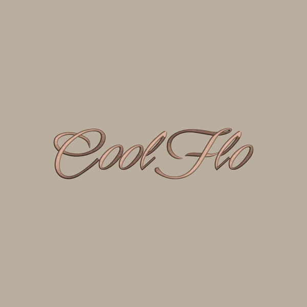 Close-up of Cool Flo stone sweatshirt with a 3D high build embroidered brown logo across the chest.