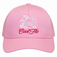 Cool Flo Surf Bug trucker cap in Pink featuring embroidered Surf Bug artwork and breathable mesh back panels.