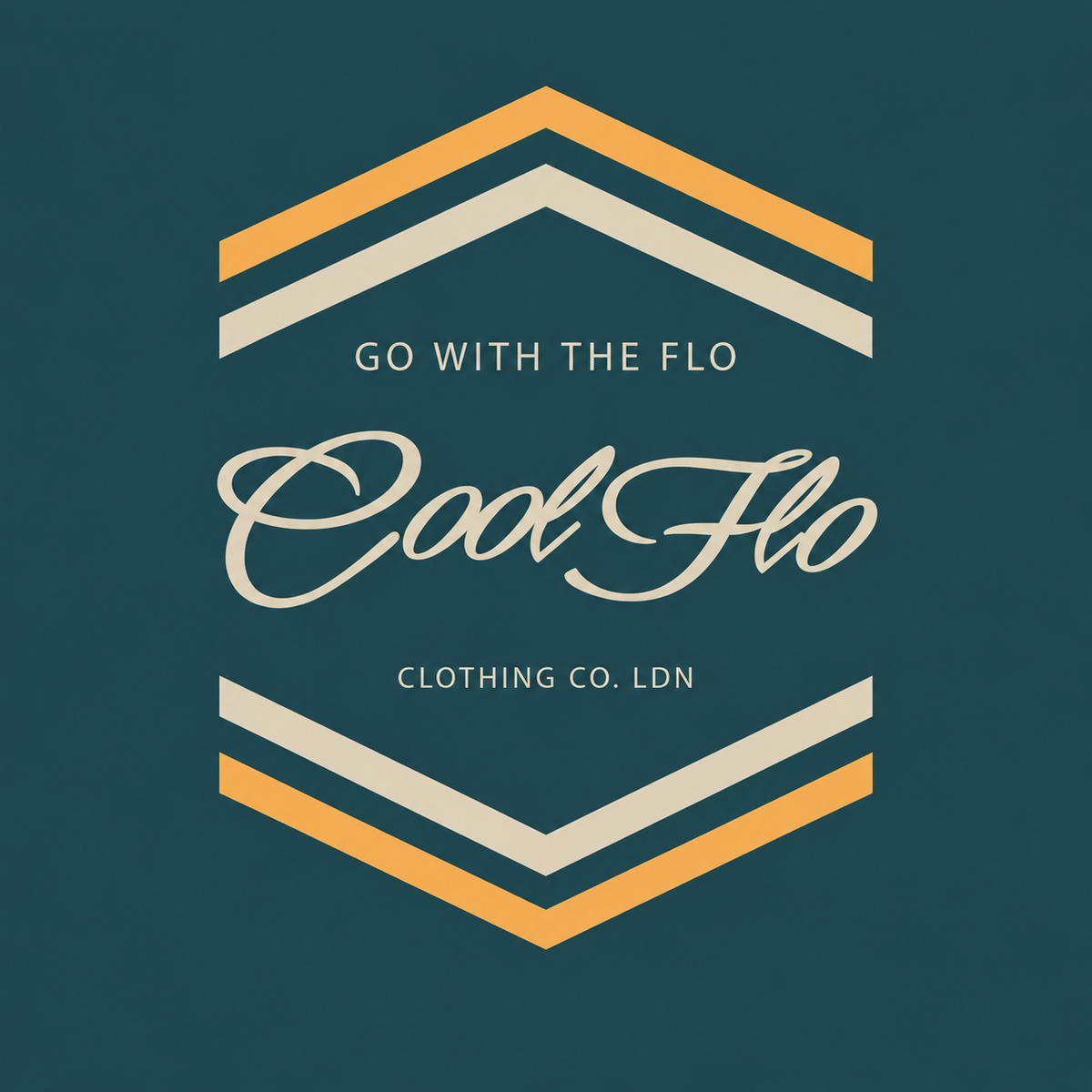 Cool Flo Chevron teal hoodie with cream and yellow chest print - rollover image