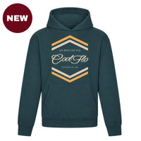 'NEW' Cool Flo Chevron teal hoodie with cream and yellow chest print
