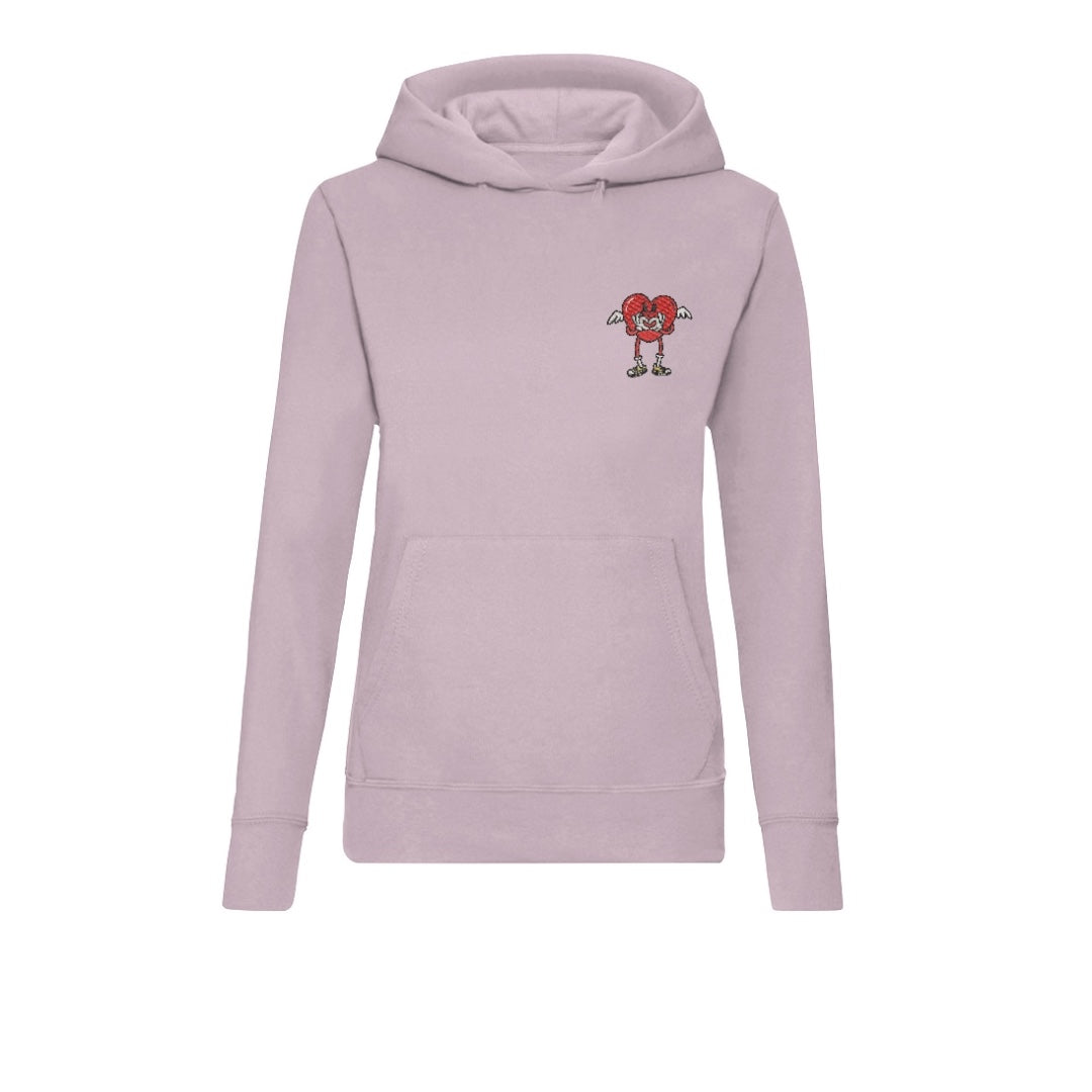 Pink Centreforce That's the Way Love Is hoody with embroidered heart logo left chest.