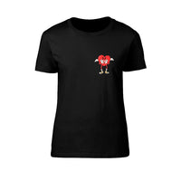 That's the way love is women's black tee shirt with logo on the front and back.