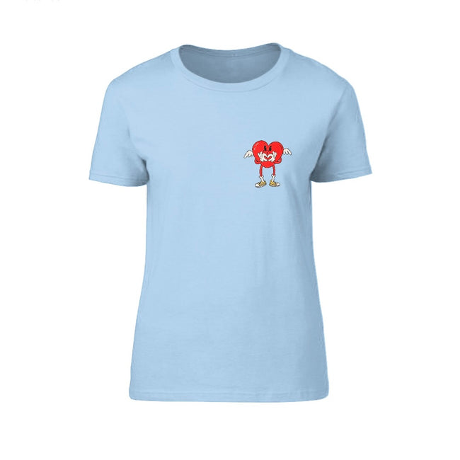 That's the way love is women's light blue tee shirt with logo on the front and back.