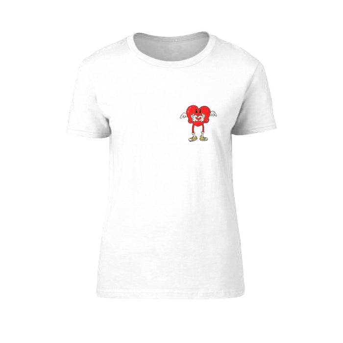 That's the way love is women's white tee shirt with logo on the front and back.