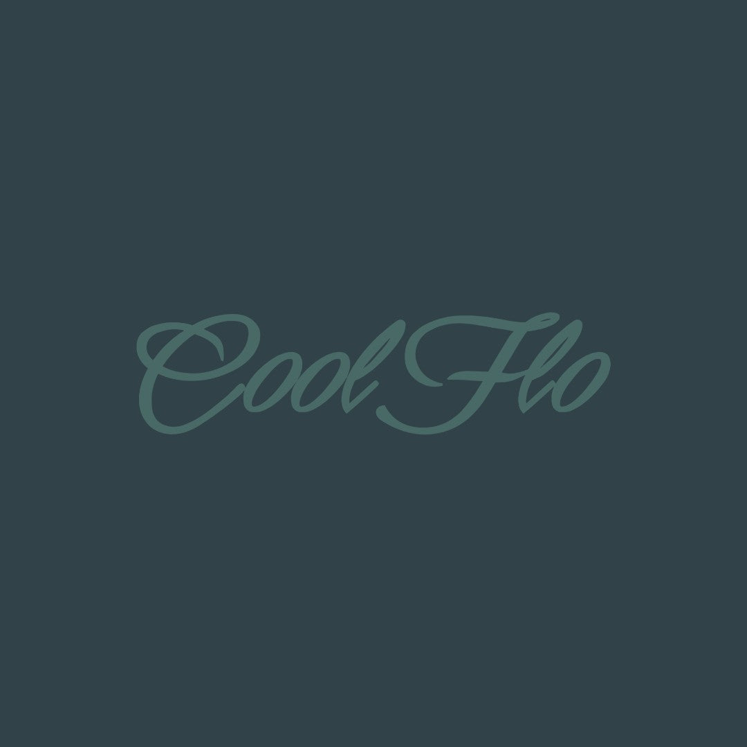 Close-up of Cool Flo Teal hoody  with 3D high build embroidered script logo.
