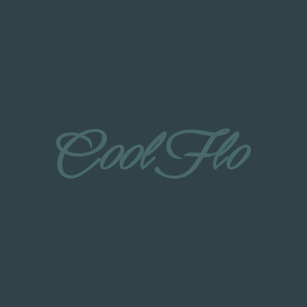 Close-up of Cool Flo Teal hoody  with 3D high build embroidered script logo.