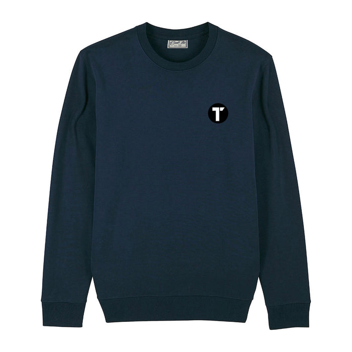 Navy sweatshirt with Tenacious 'T'  logo embroidered on left chest.