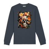 Tenacious 'Orange Flower Skull' anthracite sweatshirt with full colour design printed on the front. 