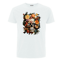 Tenacious 'Orange Flower Skull' T-Shirt - White