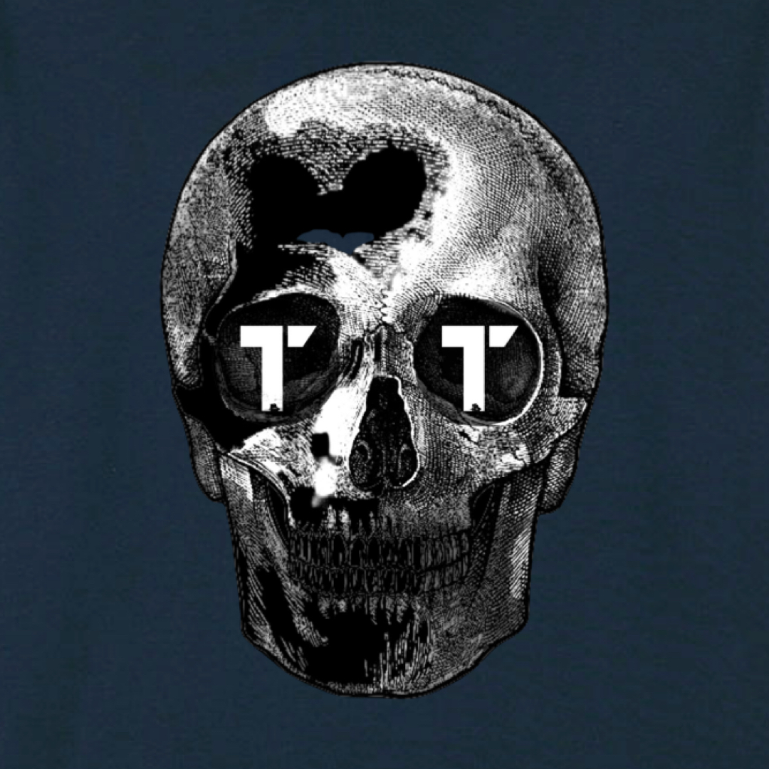 Tenacious navy sweatshirt with 'Silhouette Skull' design printed on the front. 