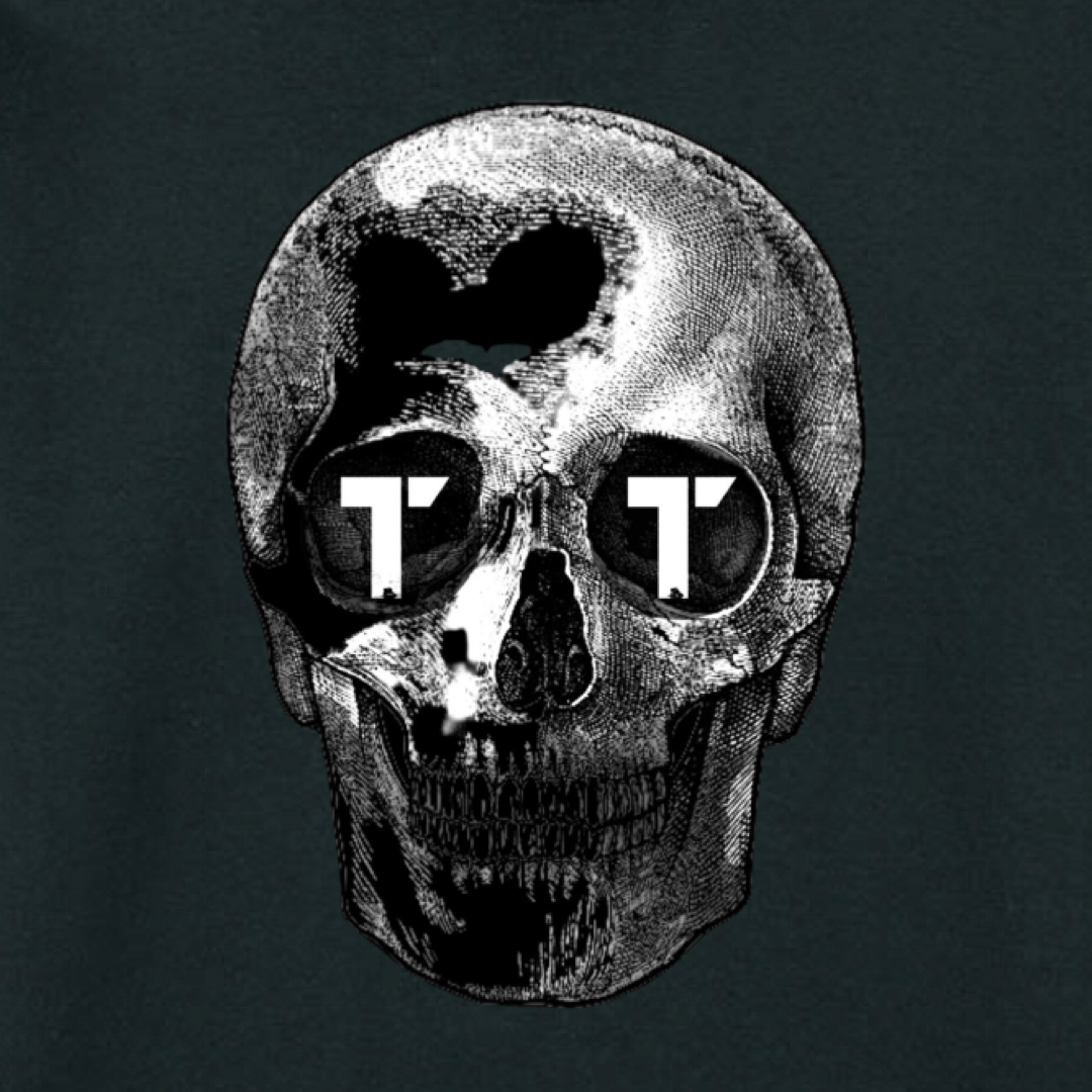 Tenacious black sweatshirt with 'Sillouette Skull' design printed on the front. 