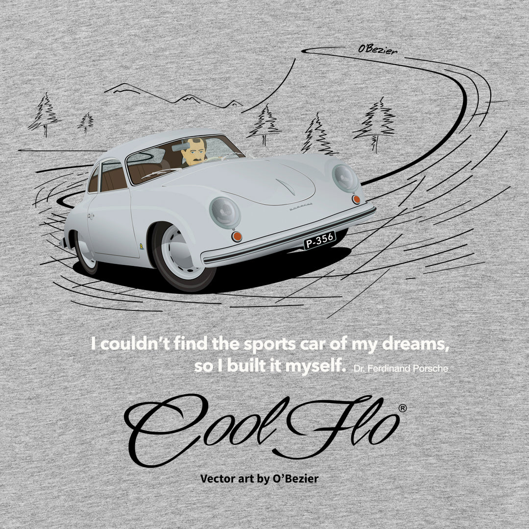 Cool Flo Porsche 356 Grey long-sleeve t-shirt - close-up