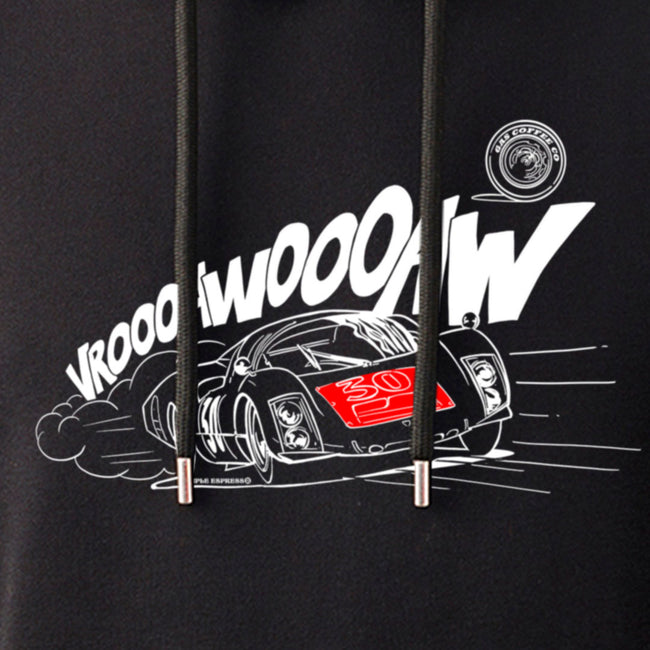 Gas Coffee- Cool Flo - Black Porsche 906 hoody - design close-up