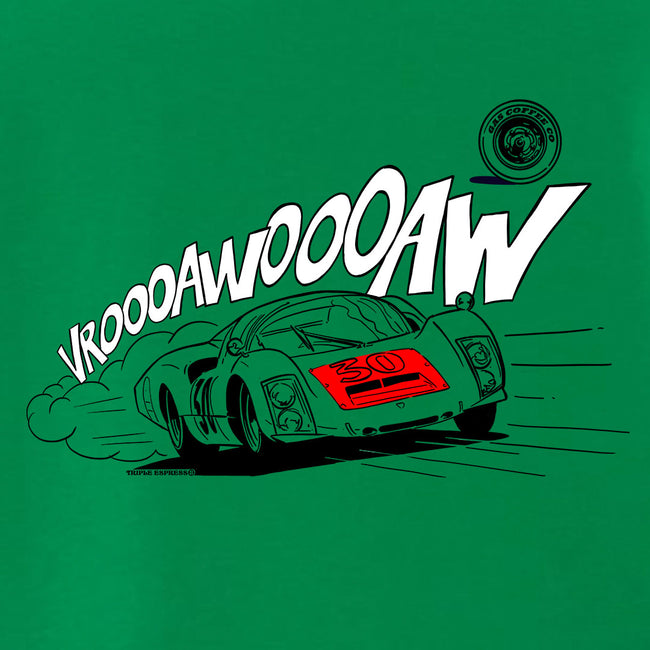 Gas Coffee- Cool Flo - Green Porsche 906 t-shirt - design close-up