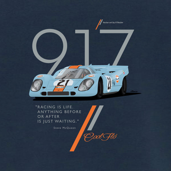 917 Denim blue t-shirt close-up - Cool Flo