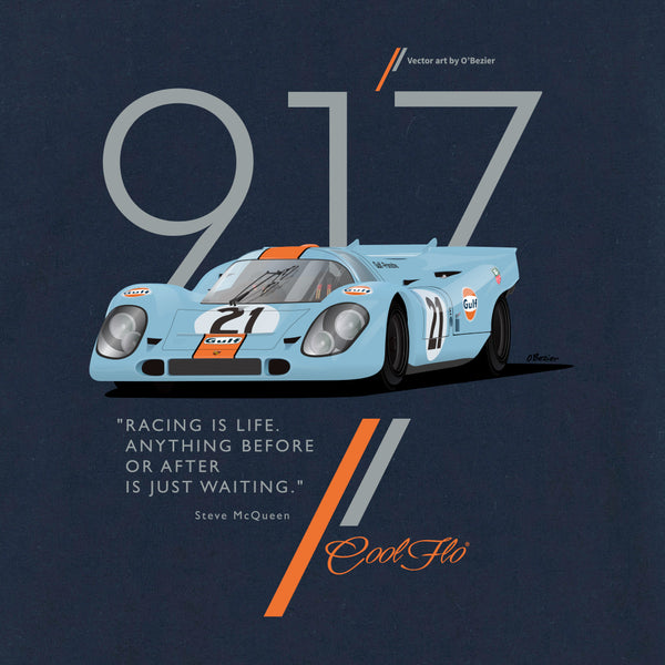 Cool Flo Porsche 917 Navy t-shirt - close-up