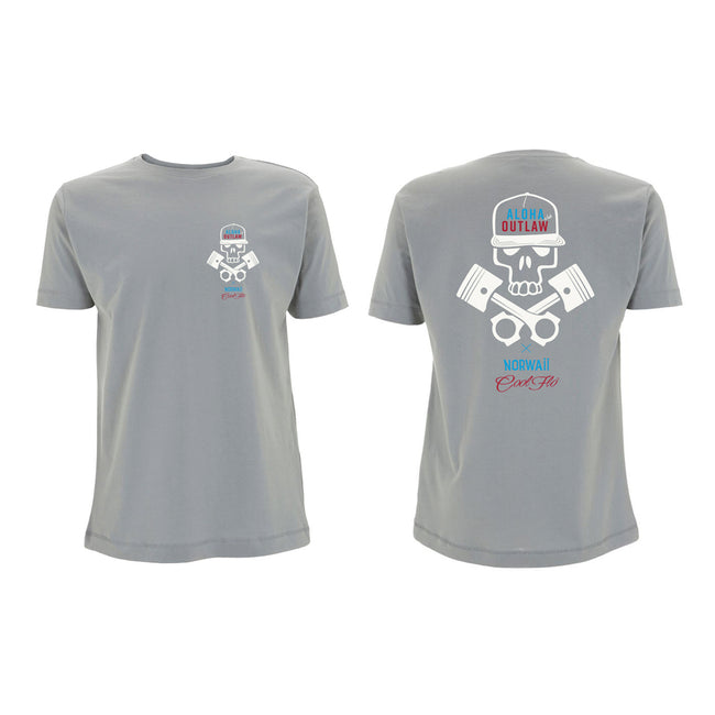 Skull & Pistons Sport Grey tee front&back - Cool Flo
