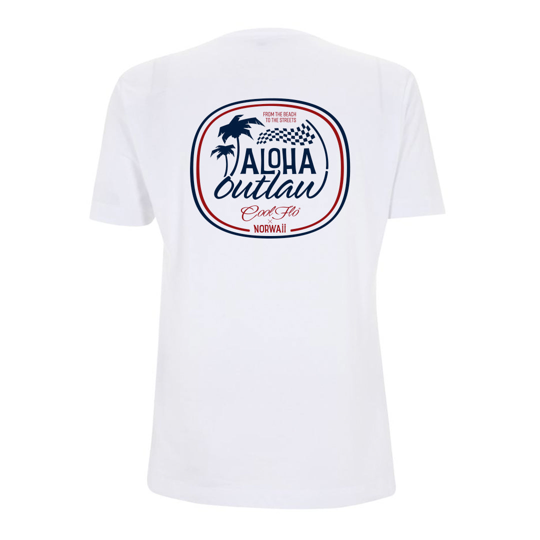 Aloha Outlaw White T-shirt back - Cool Flo