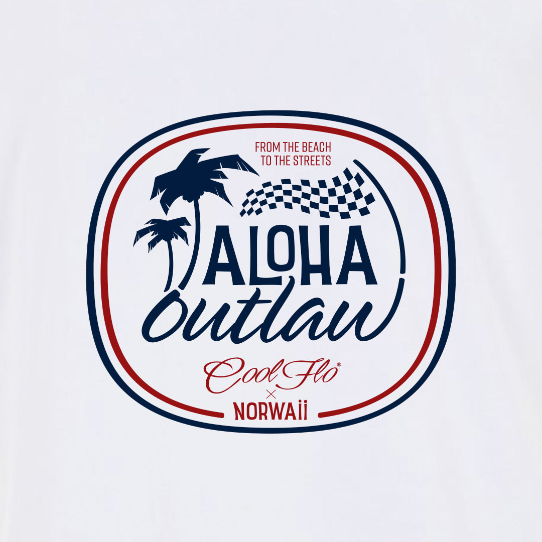 Aloha Outlaw White T-shirt close-up - Cool Flo