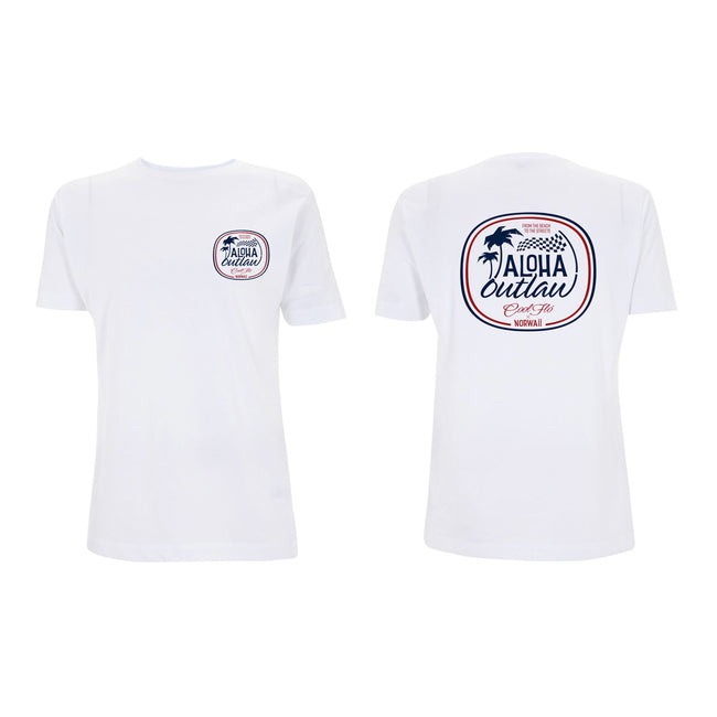 Aloha Outlaw White T-shirt front&back - Cool Flo