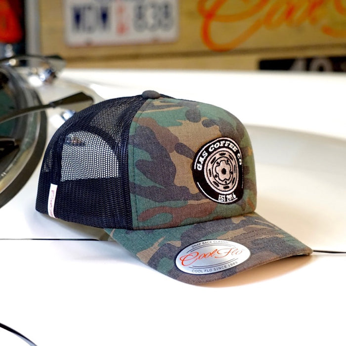 Gas Coffee Camo trucker cap