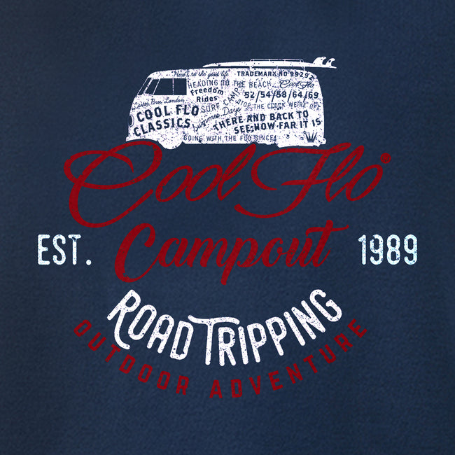 Campout Navy Hoody - Cool Flo VW campervan design - close-up
