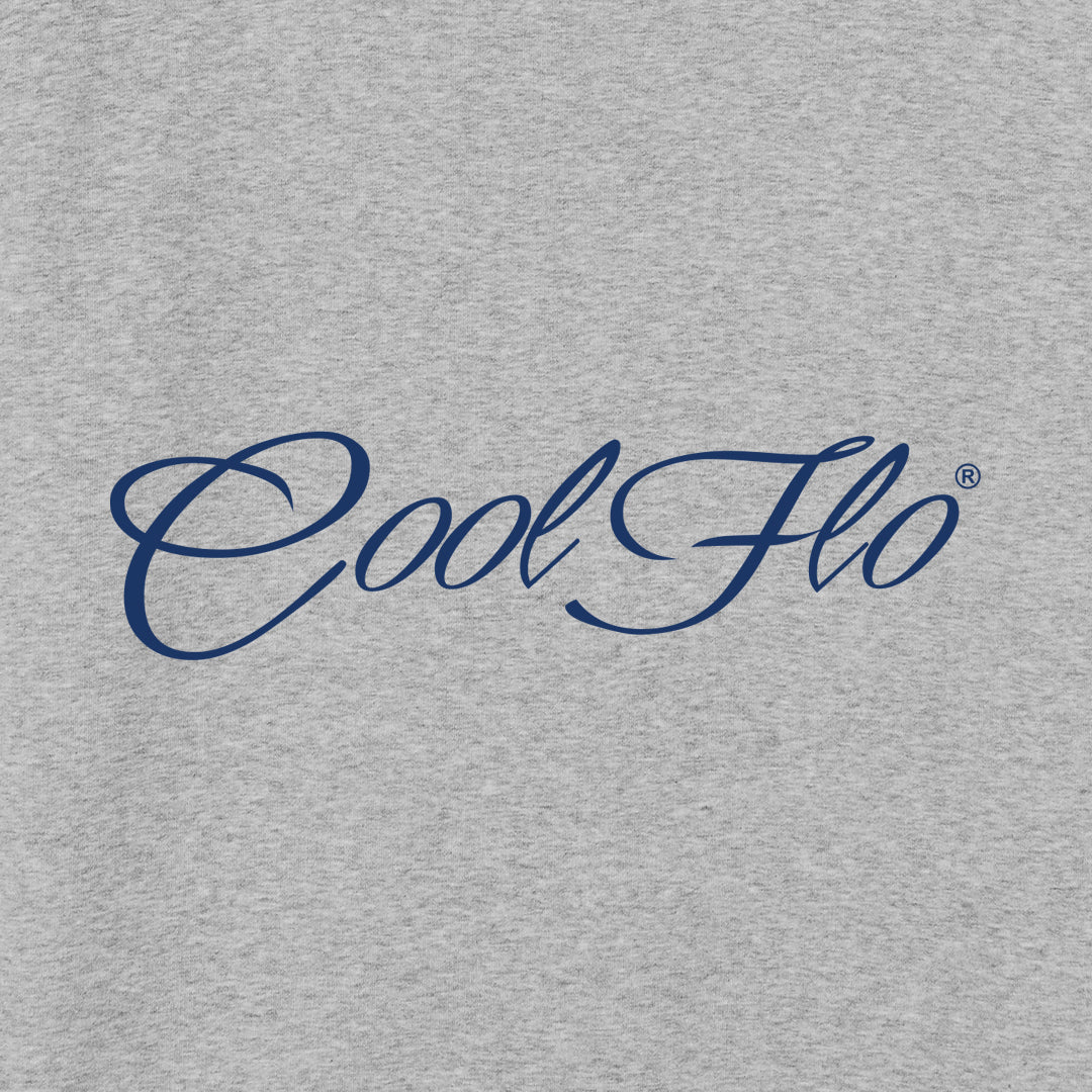 Classic Script Grey Cool Flo Sweatshirt - design close-up navy print