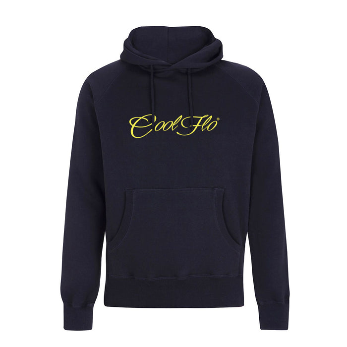 Classic Script Navy Cool Flo hoody - front shot