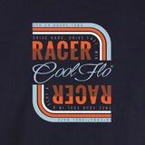 Cool Flo Navy Racer Hoody with Gulf racing colours - close-up of design on navy