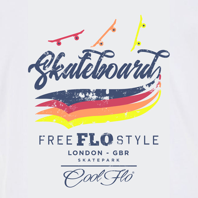Free Flo Skateboards - Cool Flo white t-shirt - design close-up