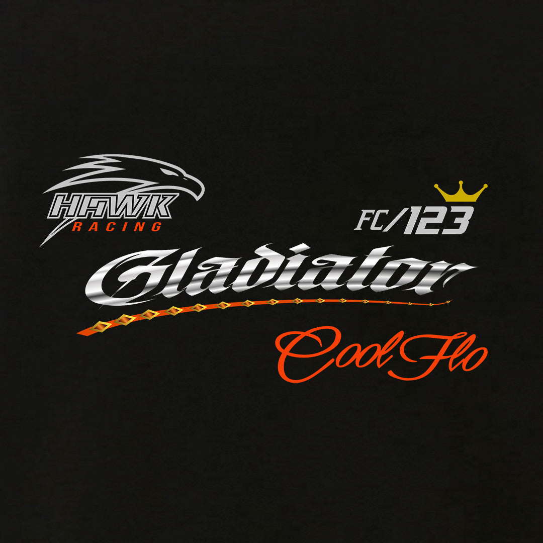 Gladiator Cool Flo front-print black t-shirt - design close-up