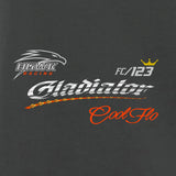 Gladiator Cool Flo front-print Charcoal Grey t-shirt  - design close-up