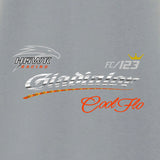 Gladiator Cool Flo back-print sport grey t-shirt - design close-up