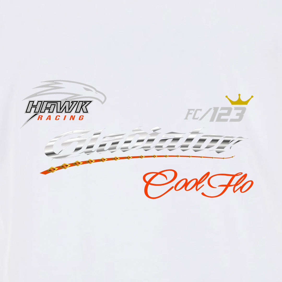 Gladiator Cool Flo Front-Print white t-shirt - design close-up