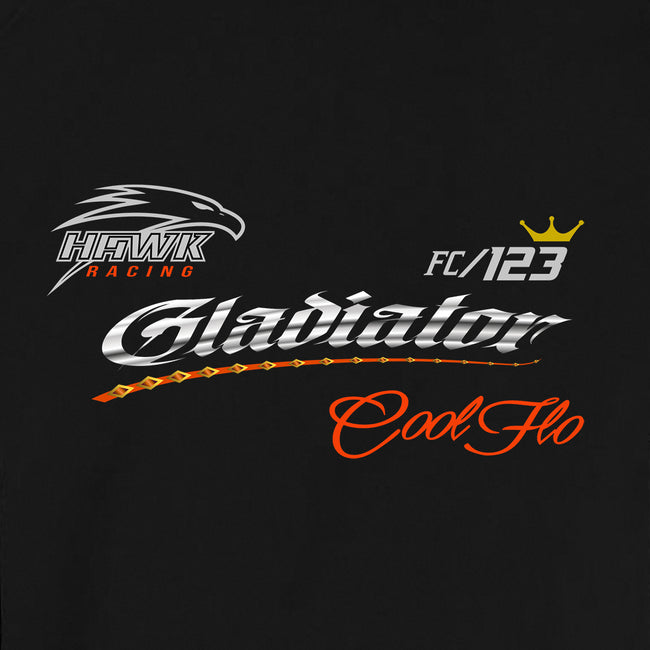 Gladiator Cool Flo black hoody  - design close-up 