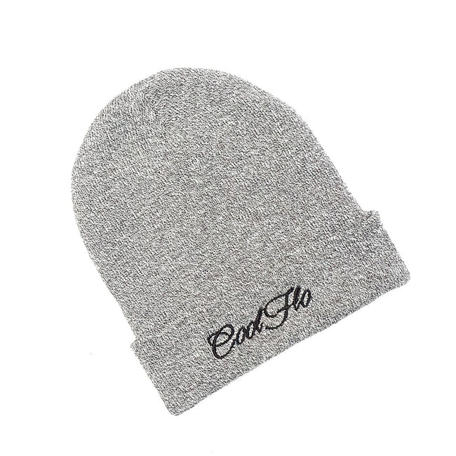 Cool Flo Heather Grey Beanie with embroidered script logo