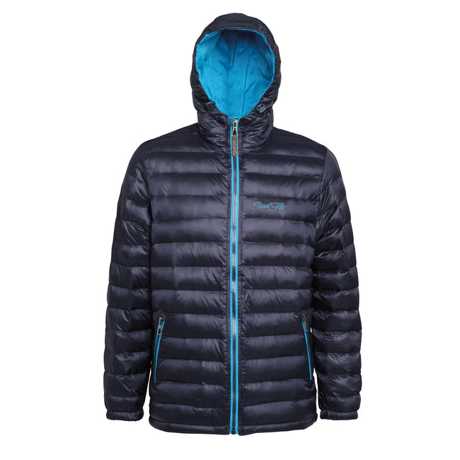 Cool Flo Hooded Puffer Jacket in Navy and Blue