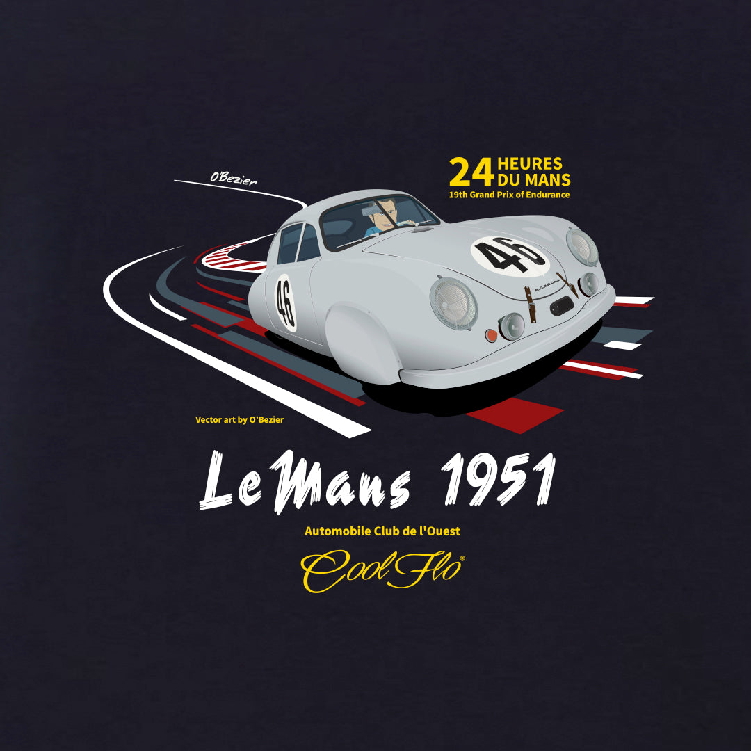 Le Mans navy blue t-shirt close-up - Cool Flo