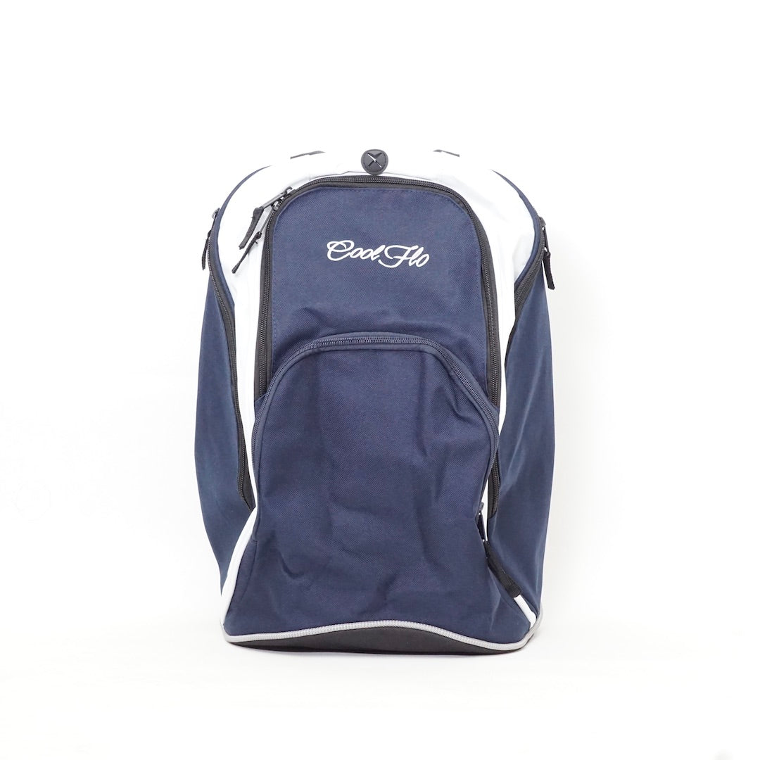 Cool Flo navy and white sports back pack