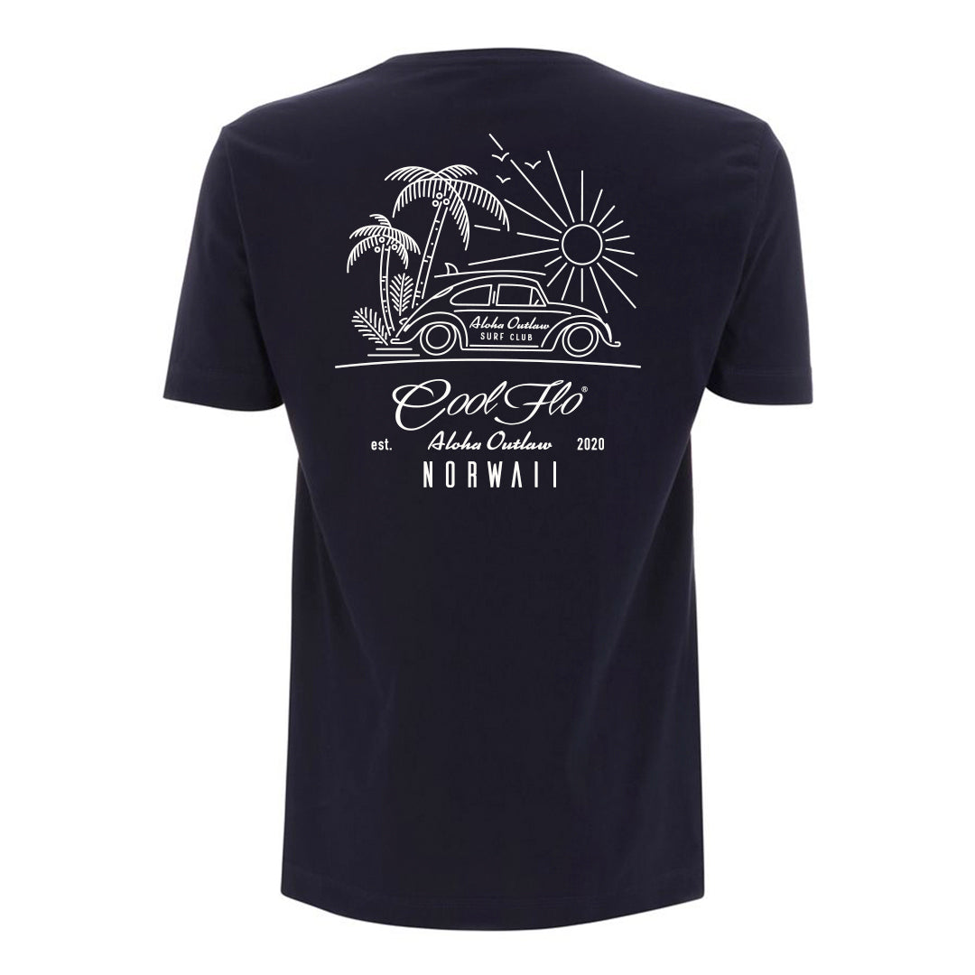 Outlaw Bug Navy t-shirt back - Cool Flo
