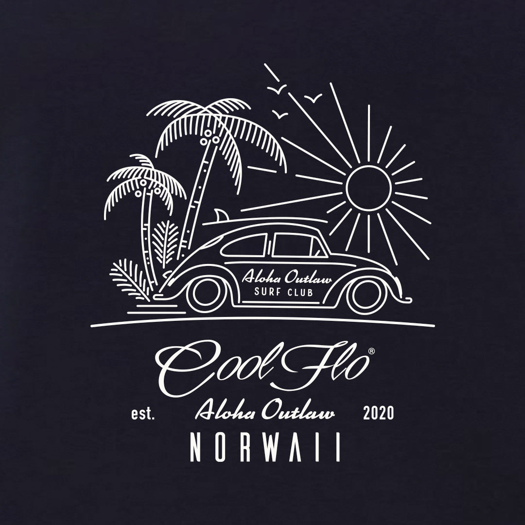Outlaw Bug Navy t-shirt close-up - Cool Flo