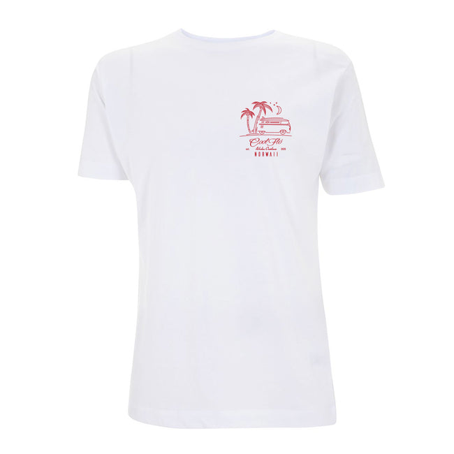 Outlaw Bus white t-shirt front - Cool Flo