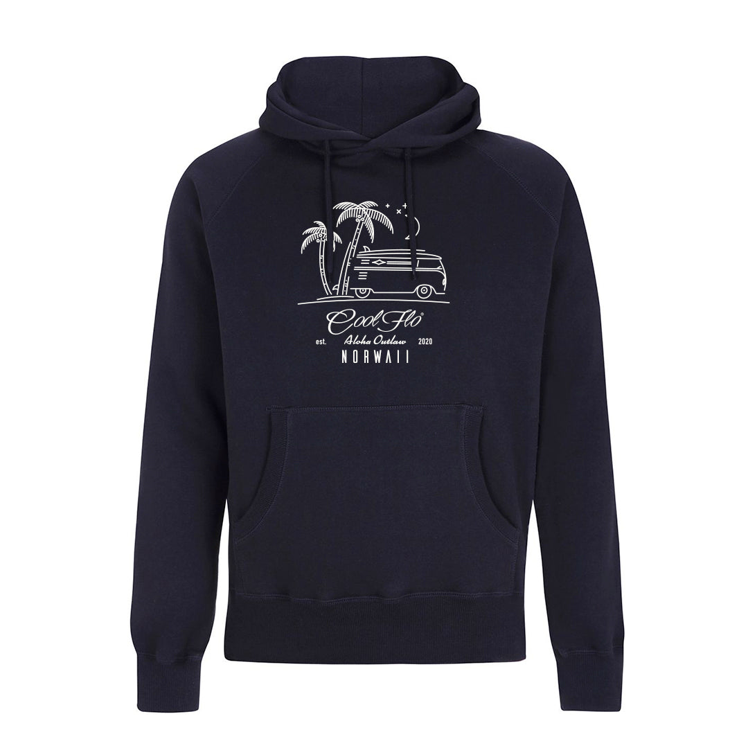 Outlaw Bus Large Print navy Cool Flo hoody - front 