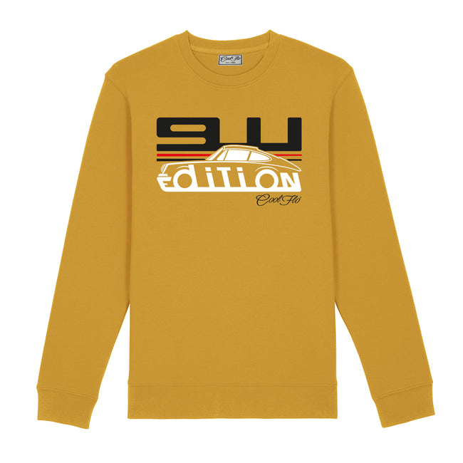 Cool Flo Porsche 911 ochre sweatshirt - GT Edition with black, white and red print.