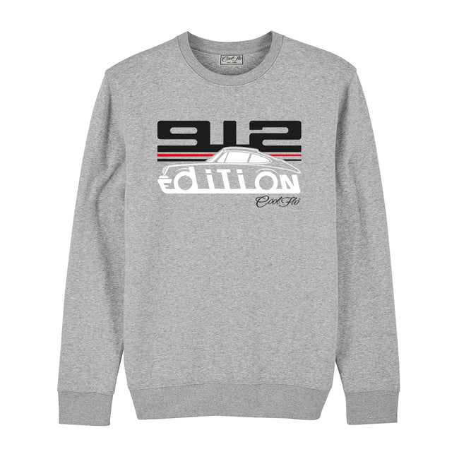 Cool Flo Porsche 912 grey sweatshirt - GT Edition with black, white and red print.