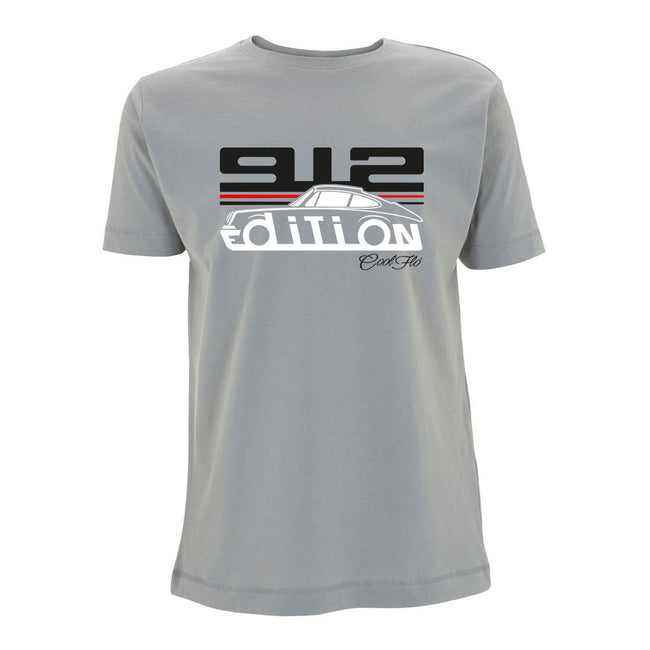 Cool Flo Porsche 912 grey t-shirt - GT Edition with black, white and red print. 